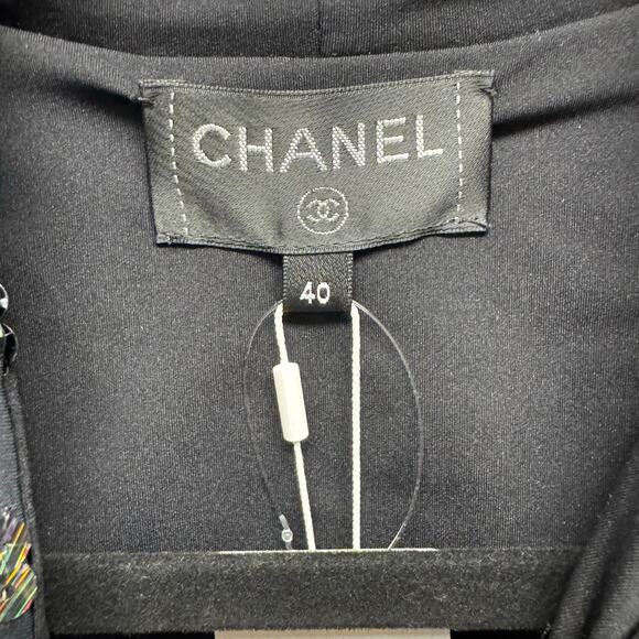 NWT Chanel Black Sequin Embellished Sleeveless Hooded Zip Up Vest Womens 6 - Picture 6 of 9